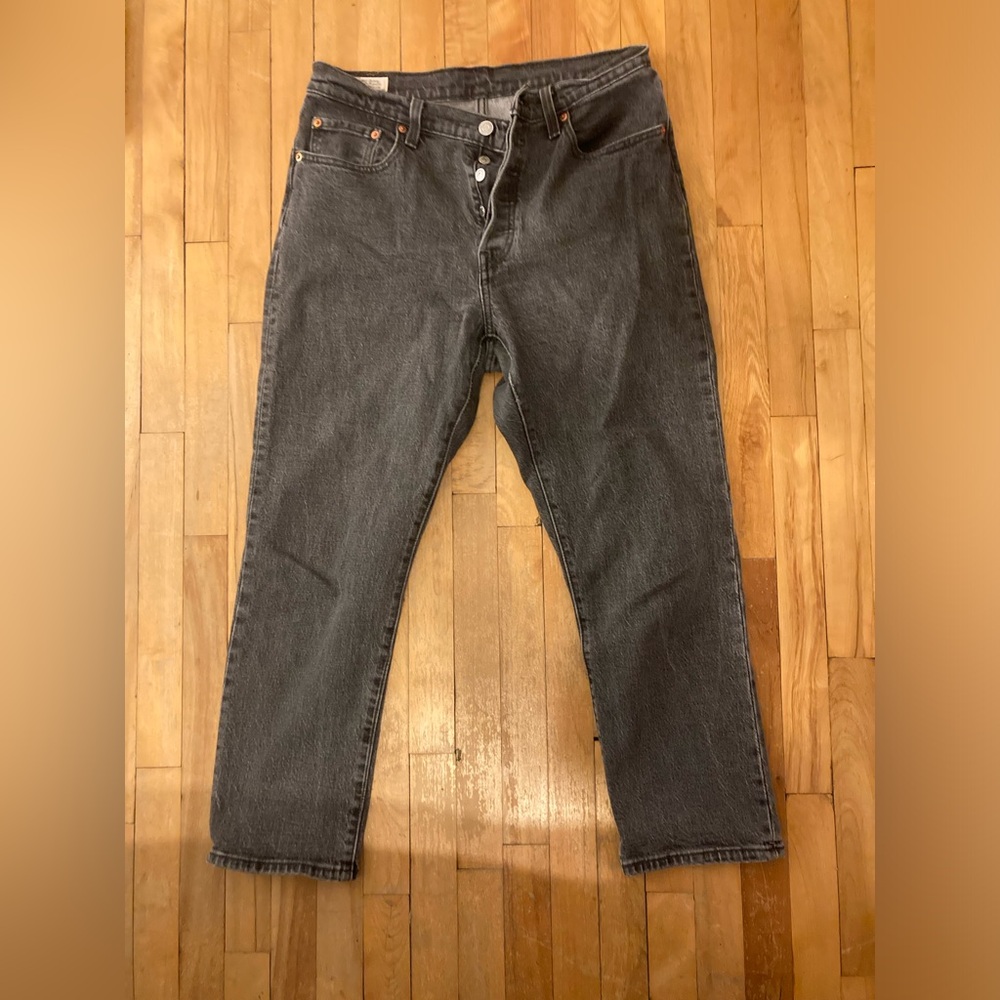 Levi's Grey High-rise Straight Leg Jeans